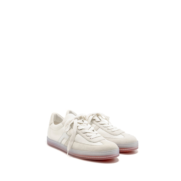 Hermes Size 44 Homme Boomerang Sneaker Mesh/ Calfskin/ Suede Blanc