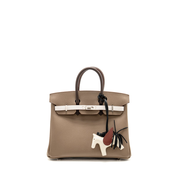 Hermes birkin 25 Epsom etoupe / gris pale / ebene SHW stamp B