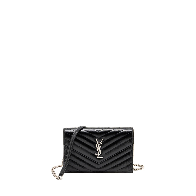 SAINT LAURENT/ YSL Envelope Chain Wallet Calfskin Black SHW