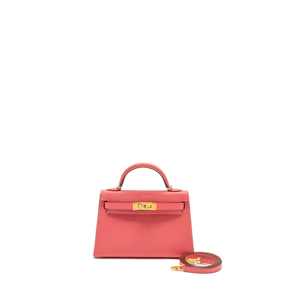 Hermes Mini Kelly II Chèvre Mysore Rose Azalee GHW Stamp Y