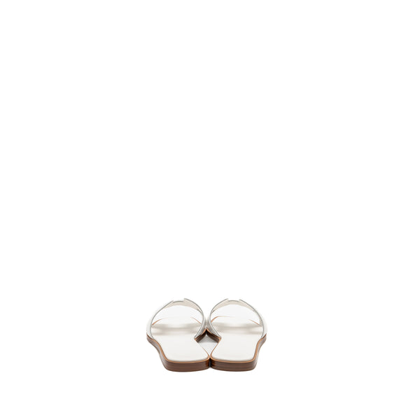 Hermes Size 37 Oran Sandals Blanc Piqures H