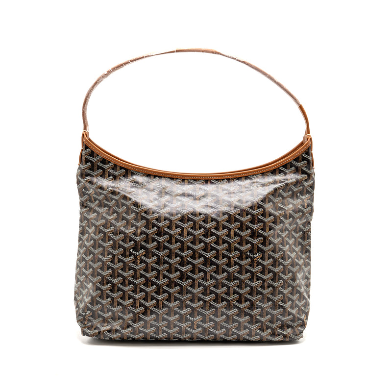 Goyard Boheme PM Hobo Bag Goyardine Canvas/Calfskin Black/Naturel SHW