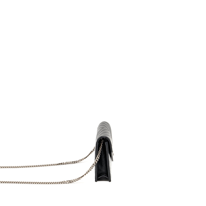 SAINT LAURENT/ YSL Envelope Chain Wallet Calfskin Black SHW