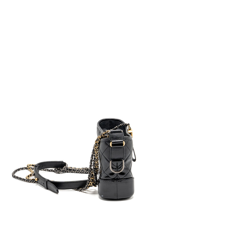 Chanel Small Gabrielle Hobo Bag Goatskin/Patent Black Multicolour Hardware