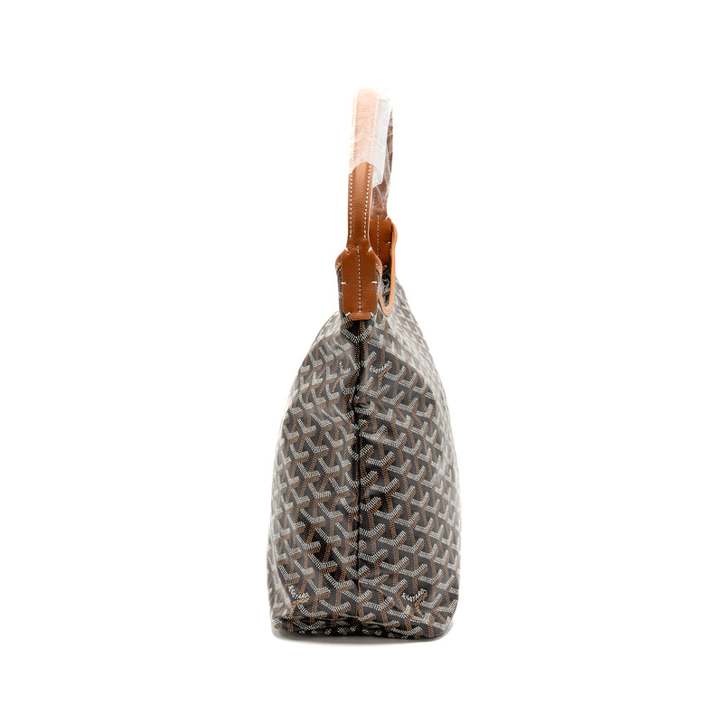 Goyard Boheme PM Hobo Bag Goyardine Canvas/Calfskin Black/Naturel SHW