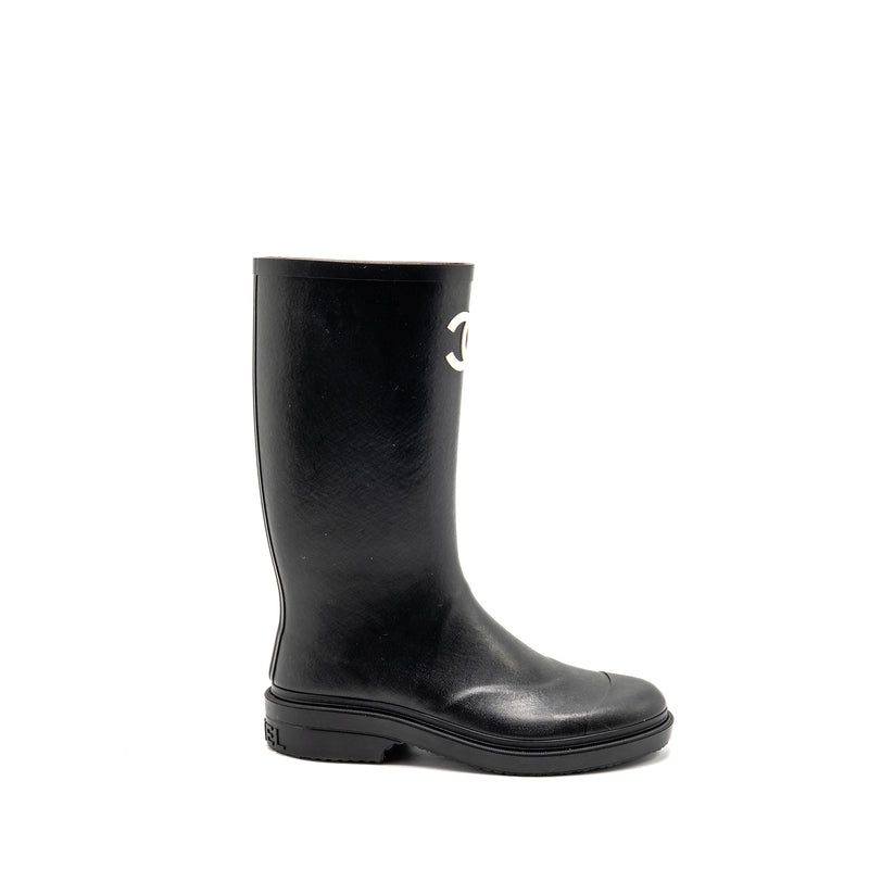 Chanel Size 38 25B High Boots Caoutchouc Black