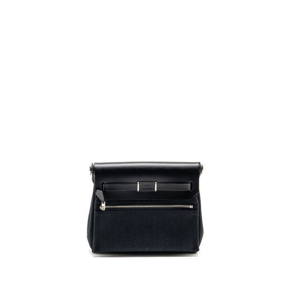 Hermes Herbag Mini Canvas/Hunter Leather Black SHW Stamp W