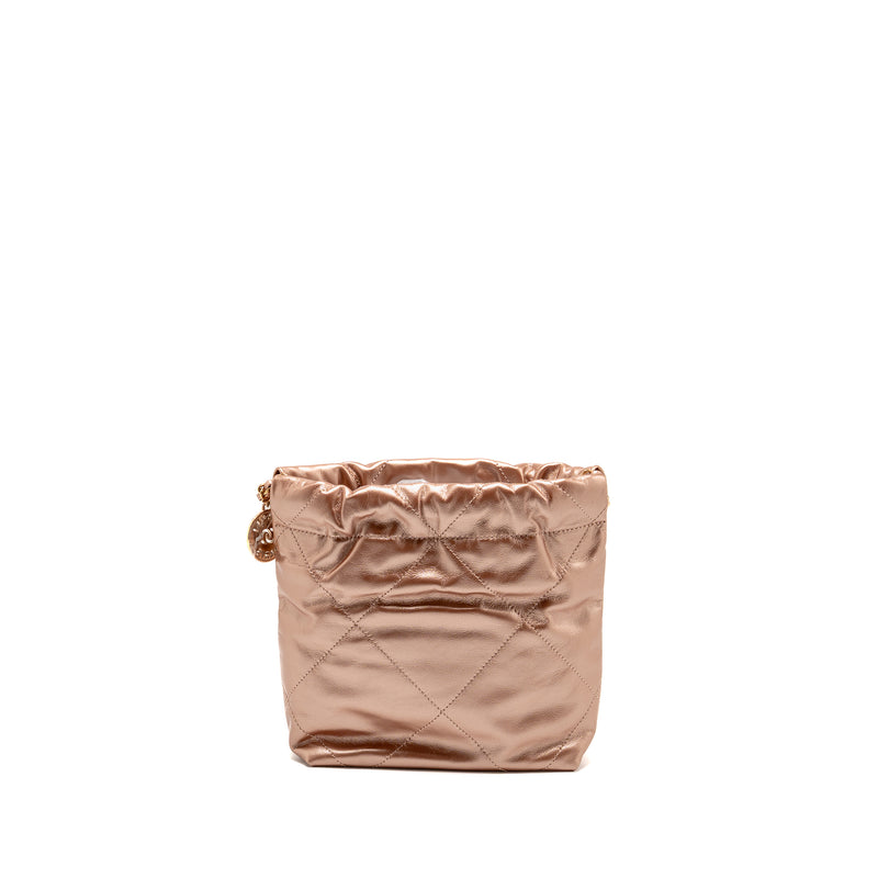 Chanel Mini 22 bag Shiny Calfskin Light Pink LGHW (Microchip)