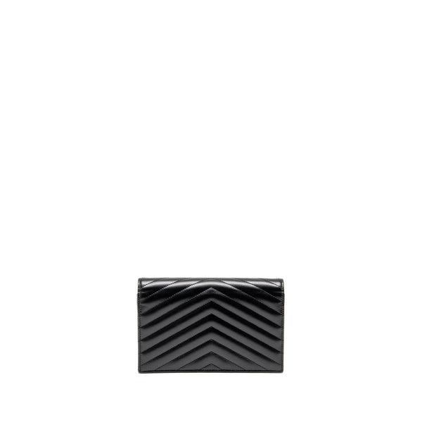 SAINT LAURENT/ YSL Envelope Chain Wallet Calfskin Black SHW