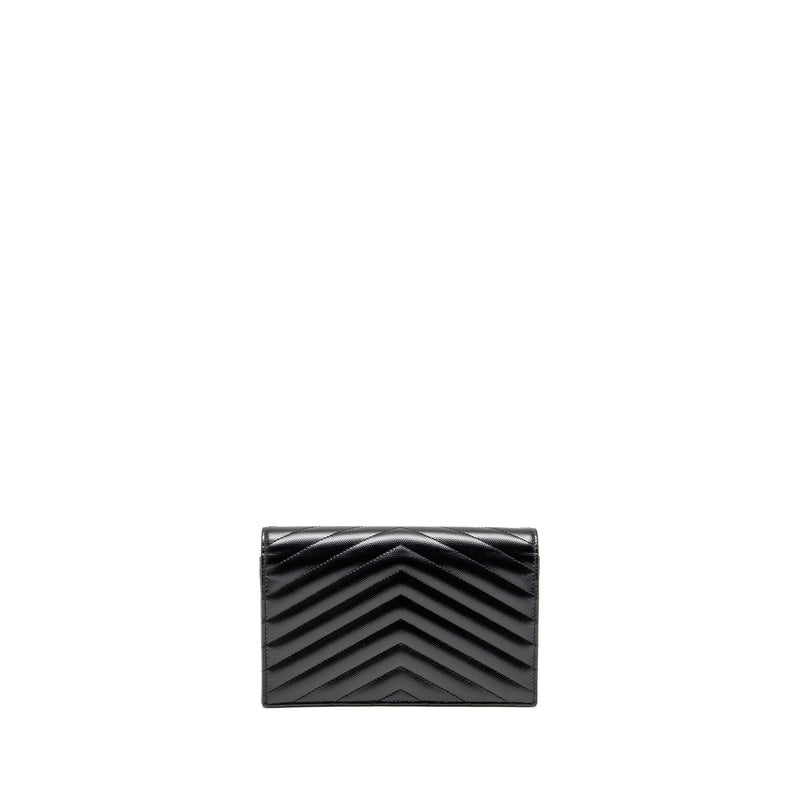 SAINT LAURENT/ YSL Envelope Chain Wallet Calfskin Black SHW