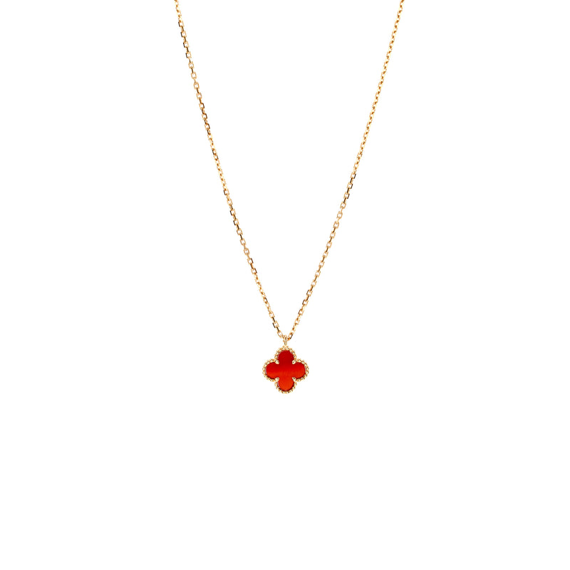 Van Cleef & Arpels sweet alhambra pendant carnelian rose gold