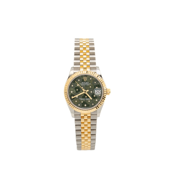 Rolex Datejust 31mm Oystersteel/Yellow Gold Olive-Green Floral Motif, Diamond-set Dial, Jubilee Bracelet M: 278273-0032