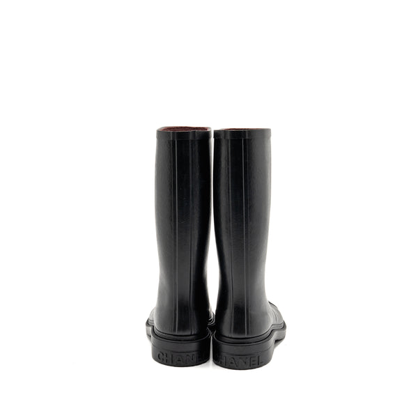Chanel Size 38 25B High Boots Caoutchouc Black