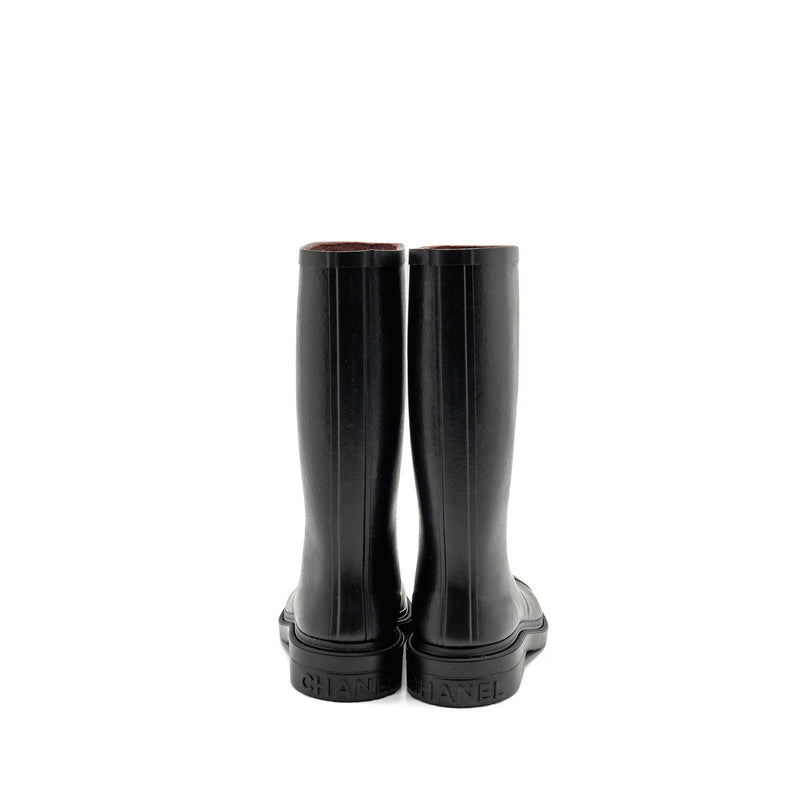 Chanel Size 38 25B High Boots Caoutchouc Black