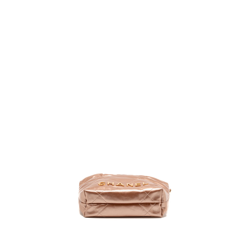 Chanel Mini 22 bag Shiny Calfskin Light Pink LGHW (Microchip)
