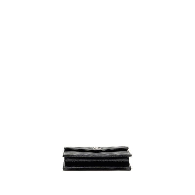 SAINT LAURENT/ YSL Envelope Chain Wallet Calfskin Black SHW