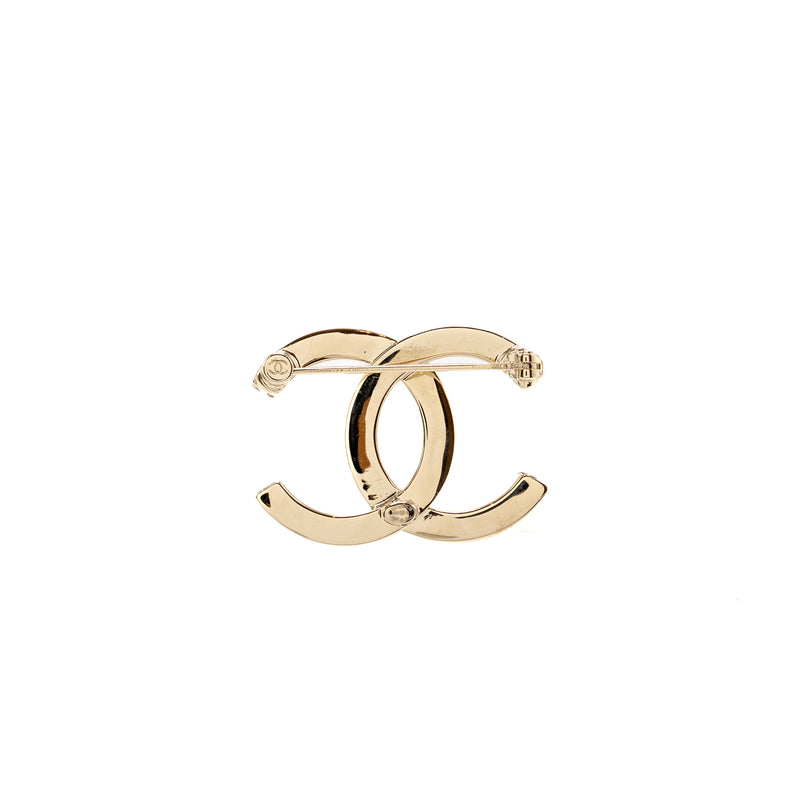 Chanel CC Brooch Crystal Silver Tone