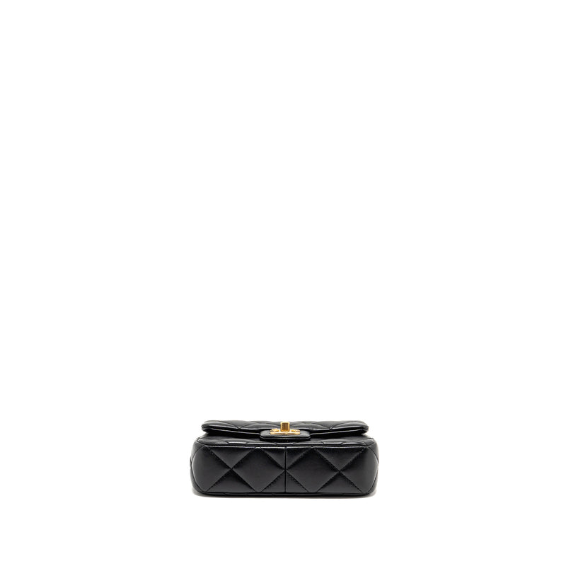 Chanel Pearl Crush Mini square flap bag lambskin Black GHW (Microchip)