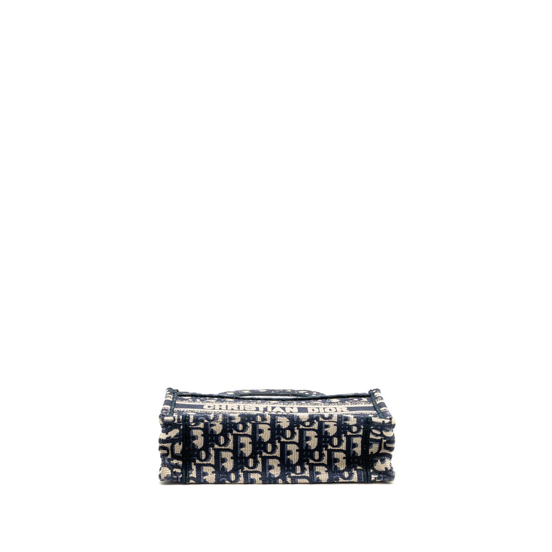 Dior Mini Book Tote Bag Blue Oblique Embriodery