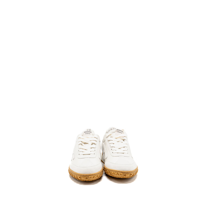 Hermes size 38 Jet Snaker nappa / suede leather Blanc