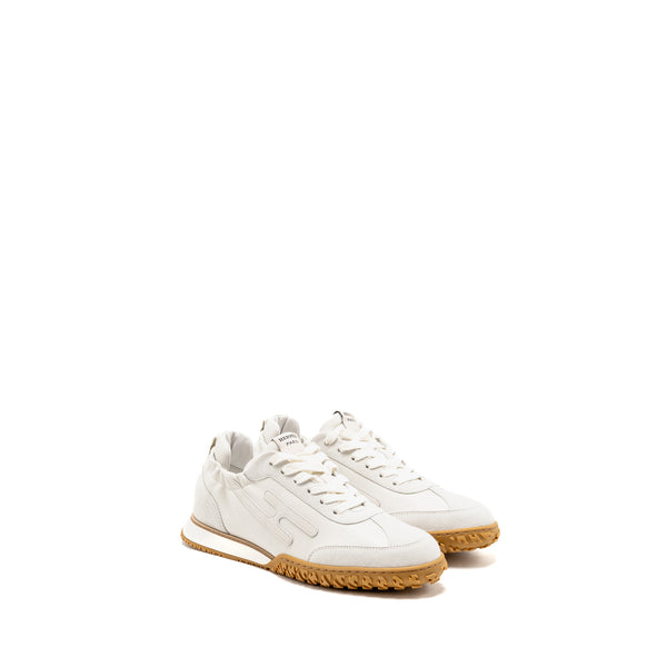 Hermes size 38 Jet Snaker nappa / suede leather Blanc