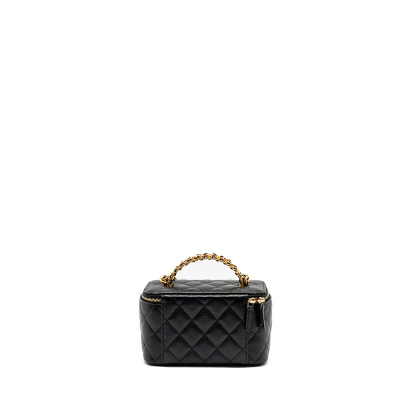 Chanel letter top handle long vanity with chain caviar black GHW