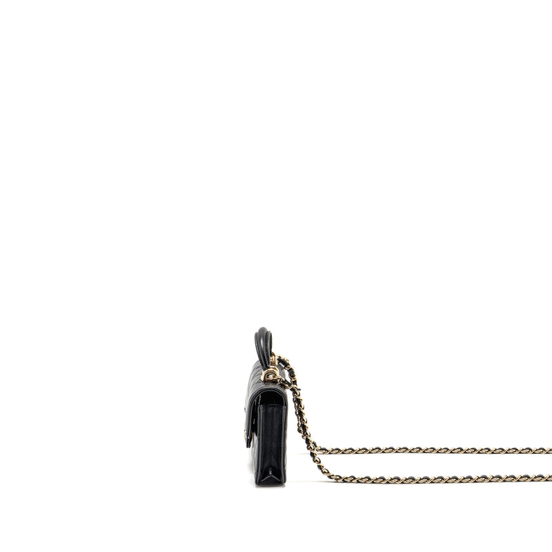 Chanel Top Handle Mini Flap Bag Lambskin Black LGHW