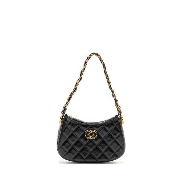 Chanel 23K Small 19 Hobo Shoulder Bag Calfskin Black GHW (Microchip)
