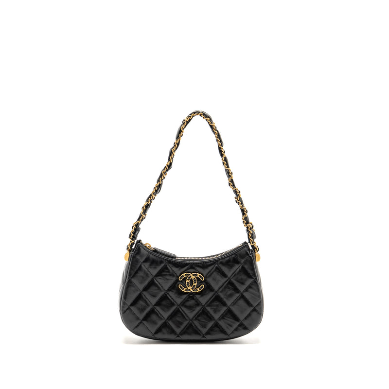 Chanel 23K Small 19 Hobo Shoulder Bag Calfskin Black GHW (Microchip)