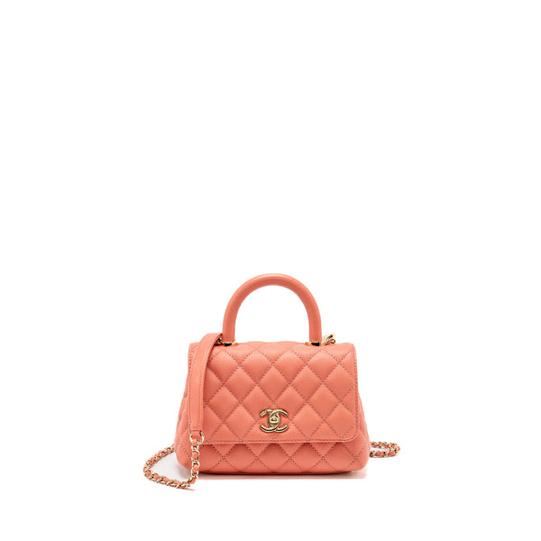 Chanel Mini Coco Handle Caviar Pink LGHW (Microchip)