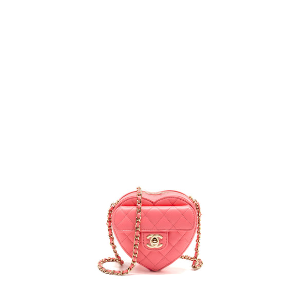 Chanel small heart bag Lambskin pink LGHW