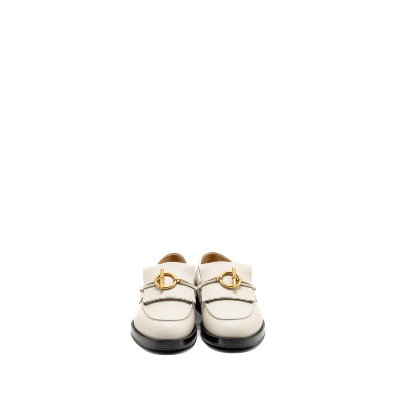 Hermes Size 37 Mocassins Impact Loafers Calfskin Blanc de Paris GHW