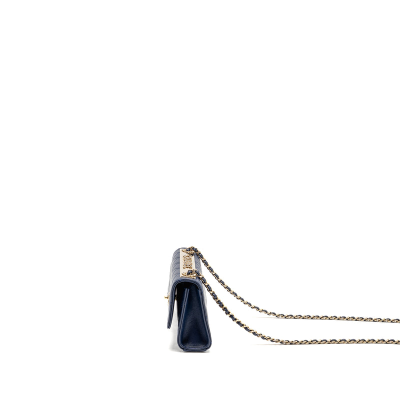 Chanel Trendy CC Mini Wallet On Chain Lambskin Blue LGHW (microchip)