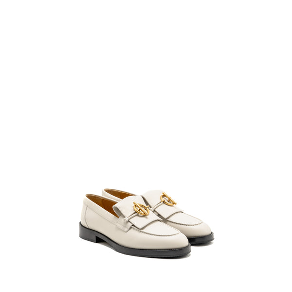 Hermes Size 37 Mocassins Impact Loafers Calfskin Blanc de Paris GHW