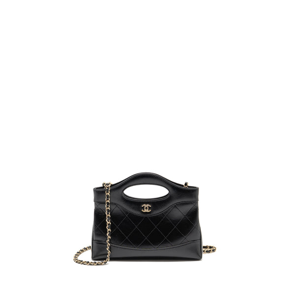 Chanel 24C Mini 31 Clutch with Chain Shiny Calfskin Black LGHW (Microchip)