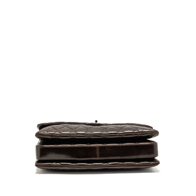 Chanel Large Quilted Flap Bag with Chain Lambskin Dark Brown SHW