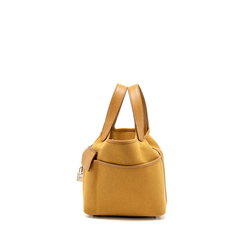 Hermes Picotin Cargo18 Lock Bag Swift/Toile Canvas Desert/Sesame SHW Stamp Z