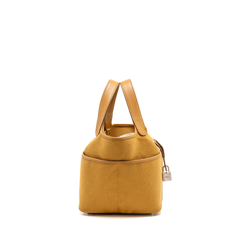 Hermes Picotin Cargo18 Lock Bag Swift/Toile Canvas Desert/Sesame SHW Stamp Z
