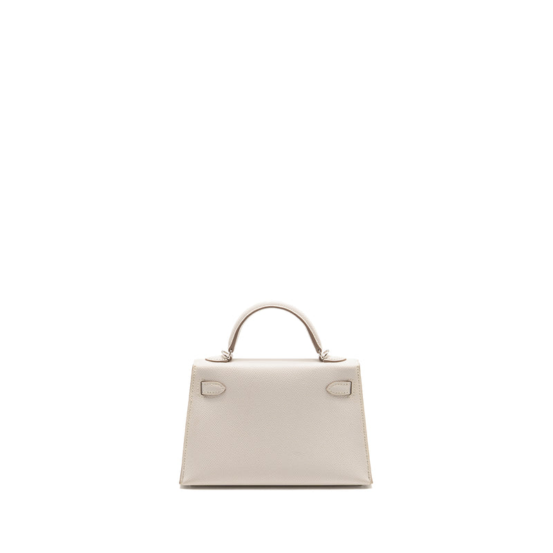 Hermes Mini Kelly II epsom gris pale SHW stamp B
