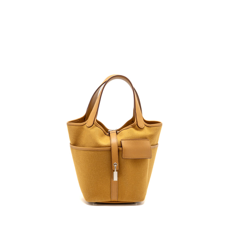 Hermes Picotin Cargo18 Lock Bag Swift/Toile Canvas Desert/Sesame SHW Stamp Z