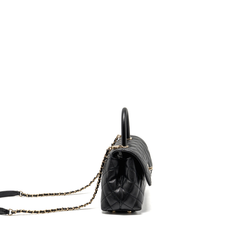 Chanel Small Coco Handle Caviar Black LGHW (microchip)