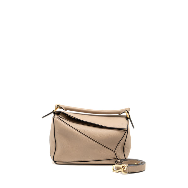 Loewe Small Puzzle Bag Soft Grained Calfskin Sand GHW