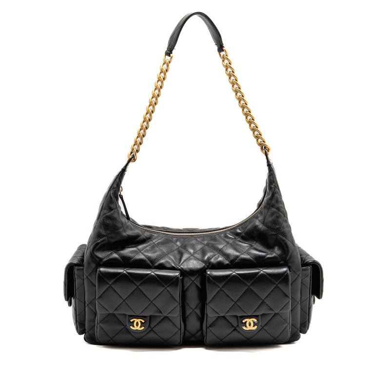 Chanel 25C Maxi Hobo Bag Lambskin Black GHW (Microchip)