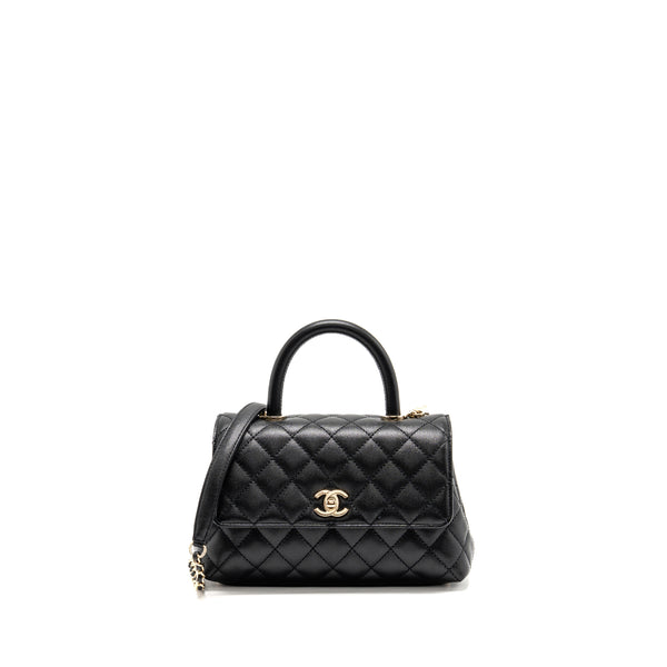 Chanel Small Coco Handle Caviar Black LGHW (microchip)