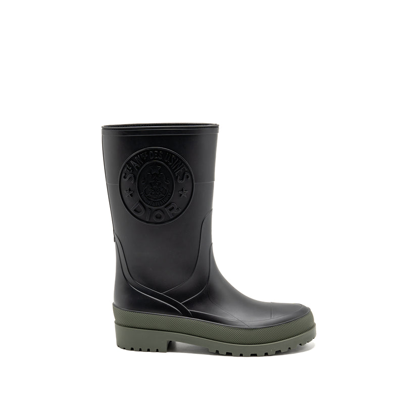 Dior Size 39 Diorunion Rain Boot Rubber Black/Dark Green