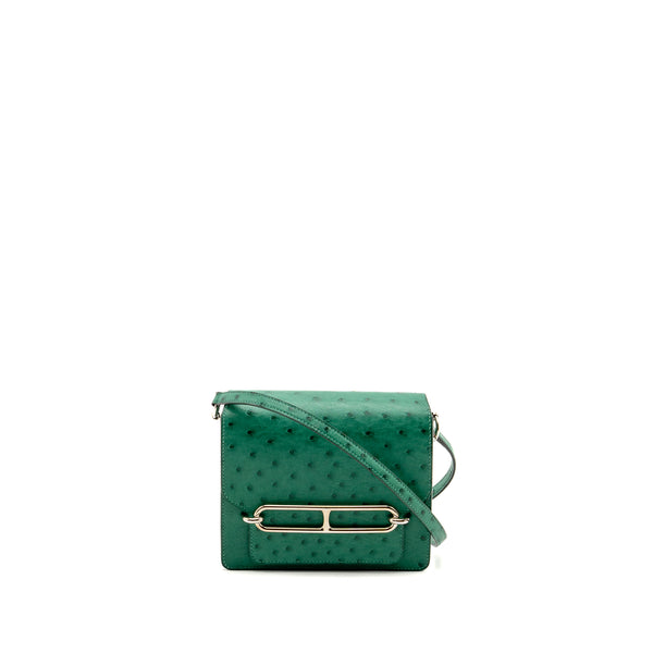 Hermes Mini Roulis Ostrich vert Verona SHW stamp A