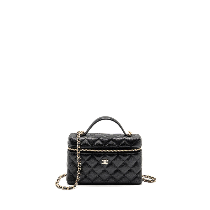 CHANEL 25P CC Top Handle Vanity Bag Caviar Black LGHW (Microchip)