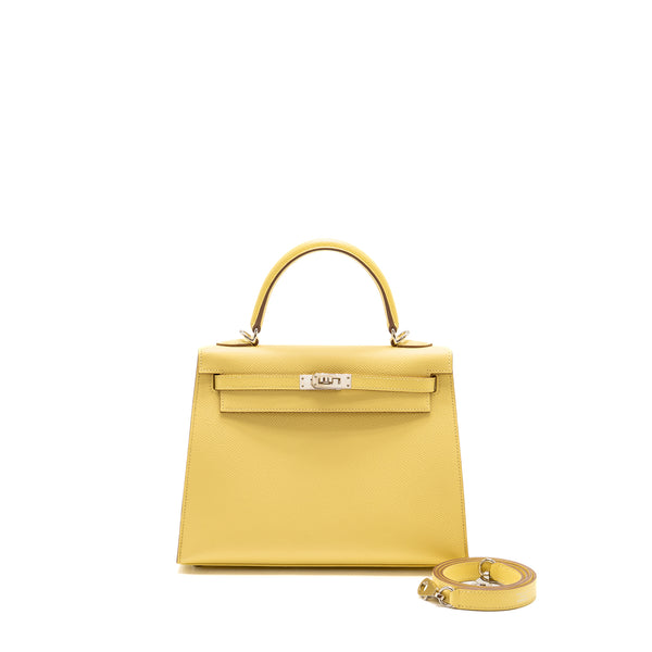 Hermes kelly 25 Epsom jaune poussin SHW stamp Z