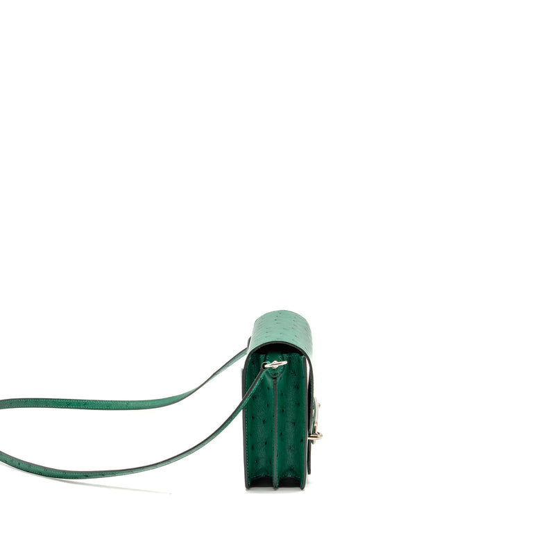 Hermes Mini Roulis Ostrich vert Verona SHW stamp A