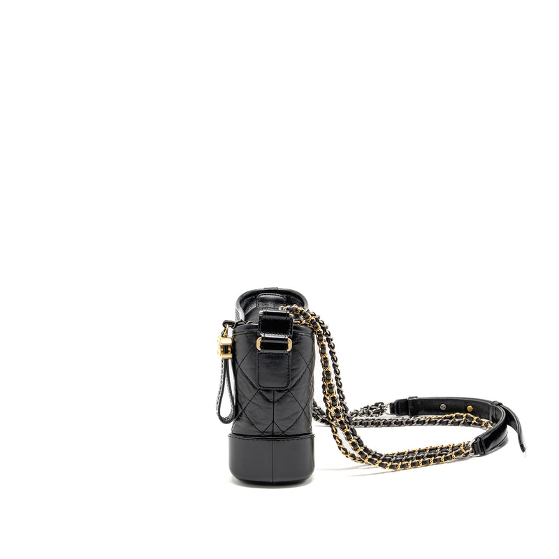 CHANEL Small Gabrielle Hobo Bag Aged Calfskin Black Multicolour Hardware